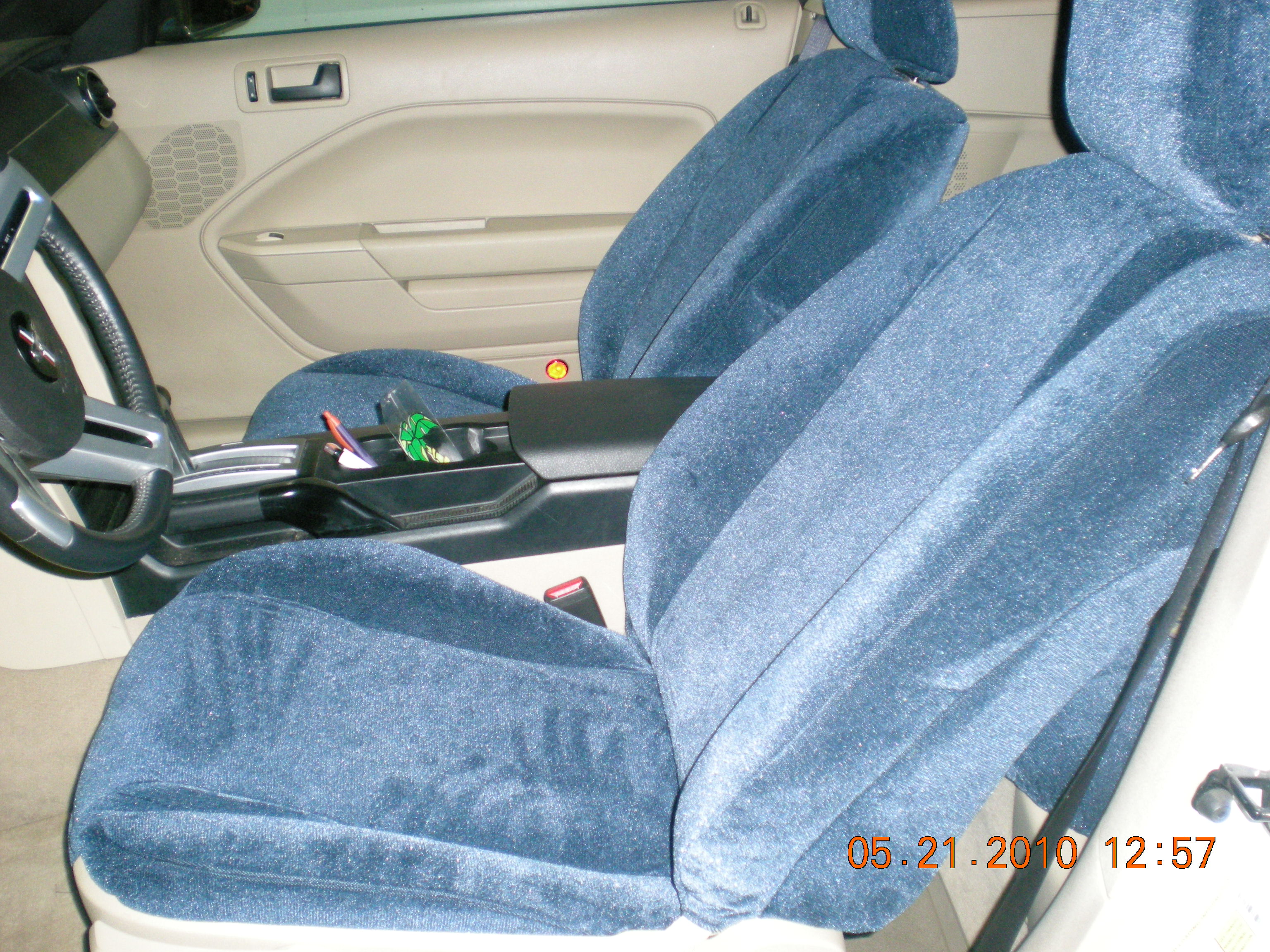 blue velour mustang seat covers